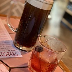 Fellpack - Boulevardier (bourbon, Campari and walnut bitters) for me and Dark Side of the Fell stout for my husband
