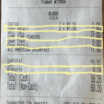 The Upper Deck Kitchen & Cocktails - Receipt to show how they nickel and dime their customers - Sports Bars Near Me - Greensboro, North Carolina The Upper Deck Kitchen & Cocktails - Receipt to show how they nickel and dime their customers - Sports Bars Near Me - Greensboro, North Carolina