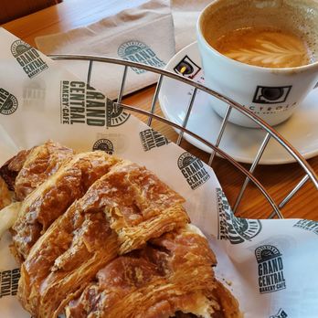 Grand Central Bakery - Bacon egg crossaint with a latte - Bakeries Near Me - Seattle, Washington