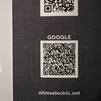 OHMS ELECTRIC - Back of their business card. - Electricians Near Me OHMS ELECTRIC - Back of their business card. - Electricians Near Me