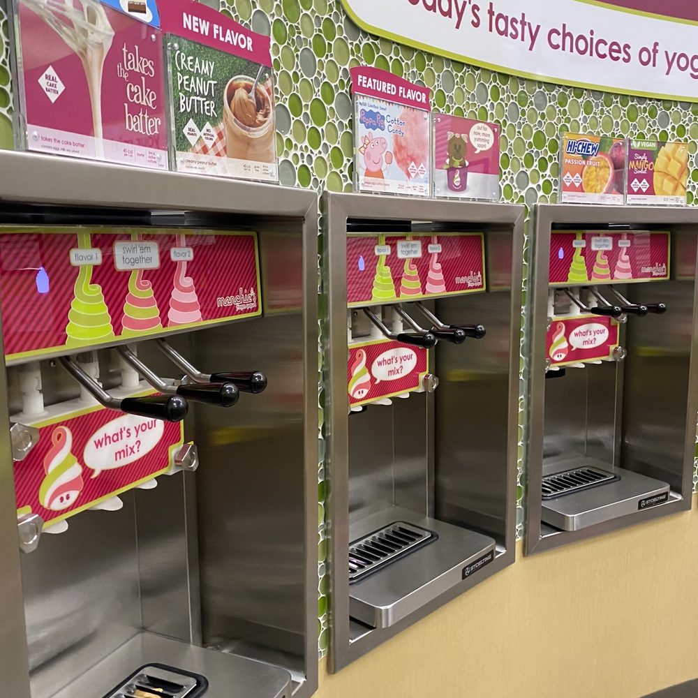a row of ice cream machines