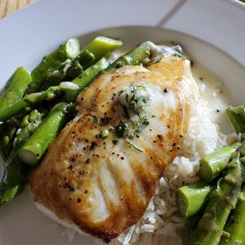 The Wharf - Catch of the day: Halibut w/basmati rice & asparagus ~ OMTASTY goodness! - Seafood Near Me - Fort Bragg, California The Wharf - Catch of the day: Halibut w/basmati rice & asparagus ~ OMTASTY goodness! - Seafood Near Me - Fort Bragg, California