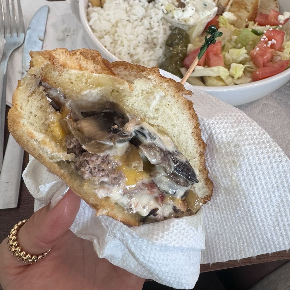 Mushroom Burger, Beef Gyro Bowl Mushroom Burger, Beef Gyro Bowl
