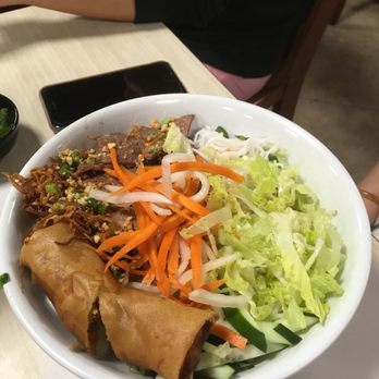 Pho 21 - Bun bo nuong w/ cha gio  (vermicelli noodles w beef and egg roll) - Vietnamese Near Me - Indianapolis, Indiana