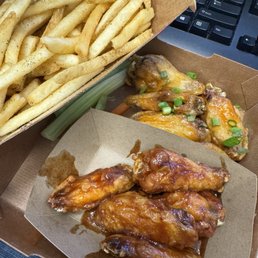 Bbq and spicy mango wings in the office