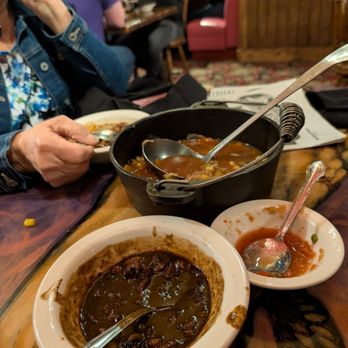 AJ Spurs Saloon & Dining Hall - Soup, salsa and beans that come out in the beginning - Steakhouses Near Me - Grover Beach, California