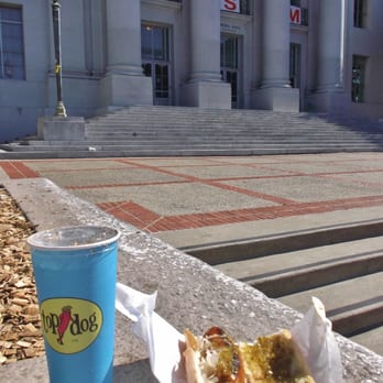 Top Dog - mmmm, garlic frankfurter with sauerkraut and relish at Sproul Plaza. - Hot Dogs Near Me - Berkeley, California