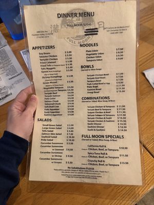 Menu photo 2 Full Moon Sushi San Clemente, CA