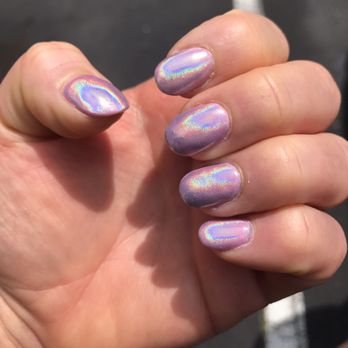 Nail Bliss Spa - I love this salon! Opi nail dip with holographic gel on top! - Nail Salons Near Me - Mount Pleasant, South Carolina