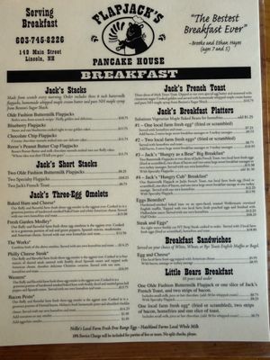 Menu photo 1 Flapjack's Pancake House Lincoln, NH