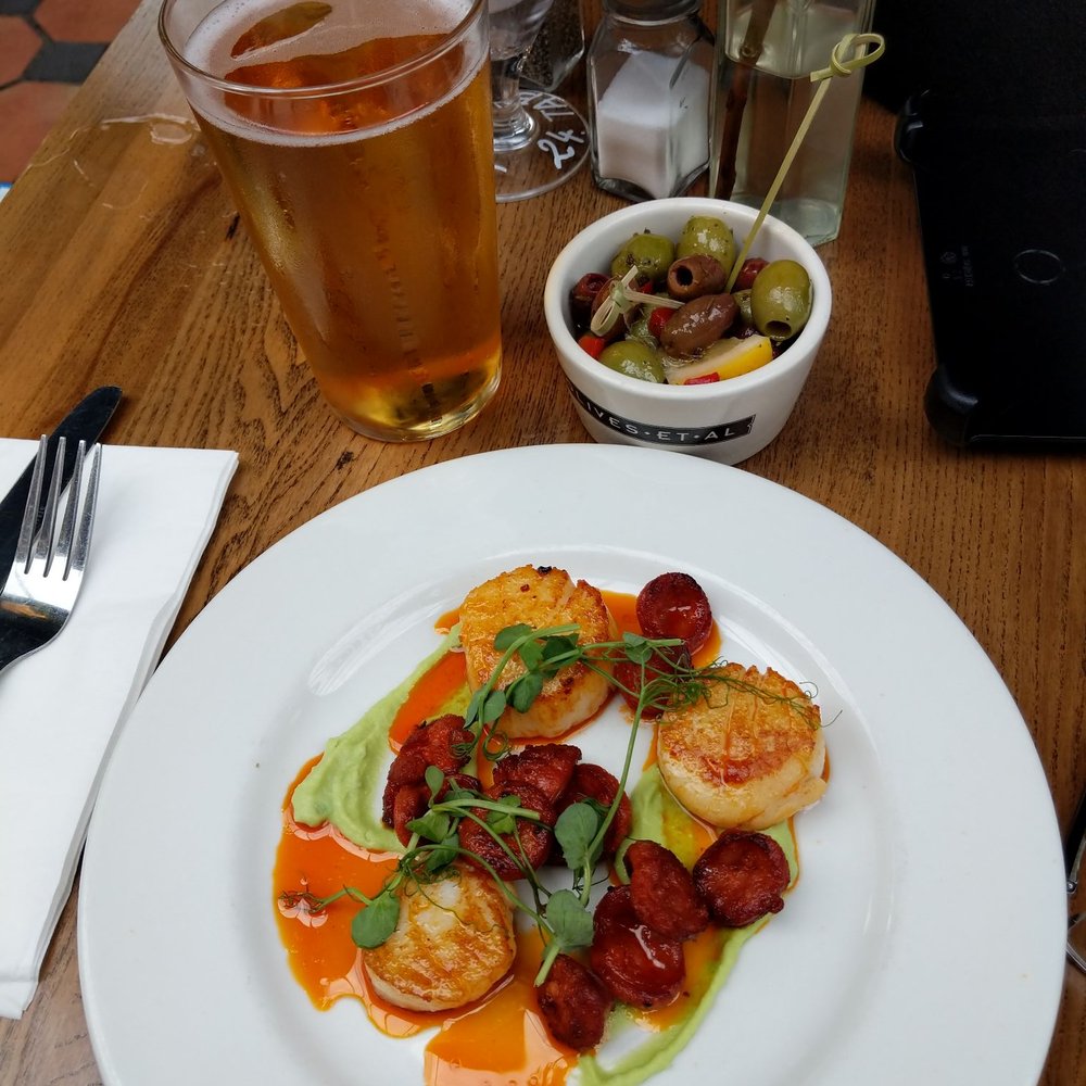 Gypsy Moth - Grilled scallops and chorizo olives and another cider. Ole  Pig something cider - Pubs Near Me - Croydon, XGL