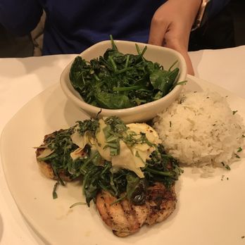 Bonefish Grill - Lily's Chicken with jasmine rice and sautéed spinach - Seafood Near Me - Rockville Centre, New York