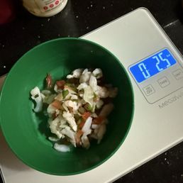 This is the ceviche tostada without the weight of the avocado or the bowl