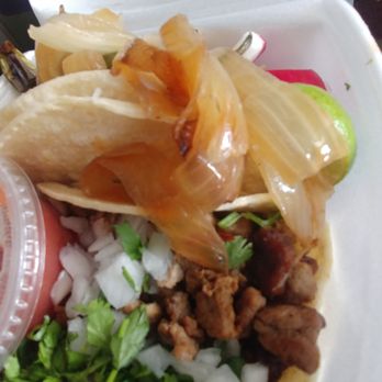 Carniceria Lupita - Asada street tacos.  Asada too dry IMO.  Came with some grilled onions & a small roasted poblano pepper! - Grocery Near Me - Dixon, California