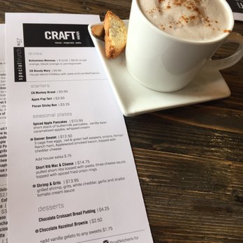 CRAFTkitchen - The special menu with my soy chai latte. Mmmm - New American Near Me - Henderson, Nevada