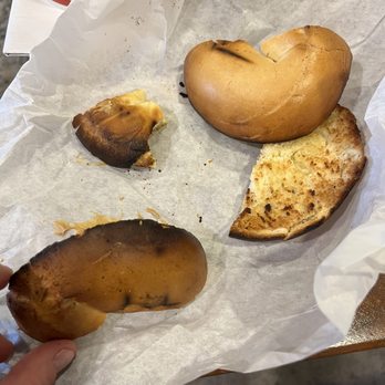 5th Ave Bagelry - Burnt "lightly toasted" bagel with"peanut" butter. Thankfully I had peanut butter at home - Bagels Near Me - Long Beach, California