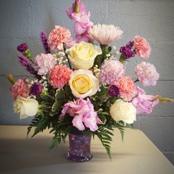 Bumble Bee Blooms - Lovely roses,spider mums and carnations make this an arrangement anyone will love!