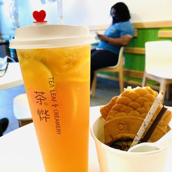 Tea Leaf and Creamery - Fresh lemon green tea w. Taiyaki Ice cream these are so delicious. Fish tail is missing cause I took a bite it taking picture - Bubble Tea Near Me - Decatur, Georgia Tea Leaf and Creamery - Fresh lemon green tea w. Taiyaki Ice cream these are so delicious. Fish tail is missing cause I took a bite it taking picture - Bubble Tea Near Me - Decatur, Georgia