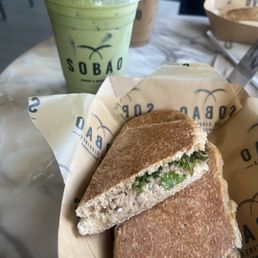 Iced Matcha & tuna sandwich Iced Matcha & tuna sandwich