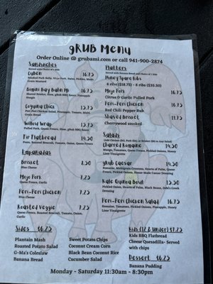 Menu photo 1 gRub Tropical BBQ Anna Maria, FL Menu photo 1 gRub Tropical BBQ Anna Maria, FL