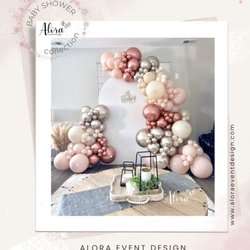 Alora Event Design - Balloon garland and backdrop from our Baby Shower Collection - elegant neutral color boho themed party decor for Philadelphia Main Line