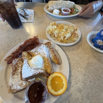 Molly J's - French toast and breakfast burrito with a side of hash browns. - American Near Me - Bakersfield, California Molly J's - French toast and breakfast burrito with a side of hash browns. - American Near Me - Bakersfield, California