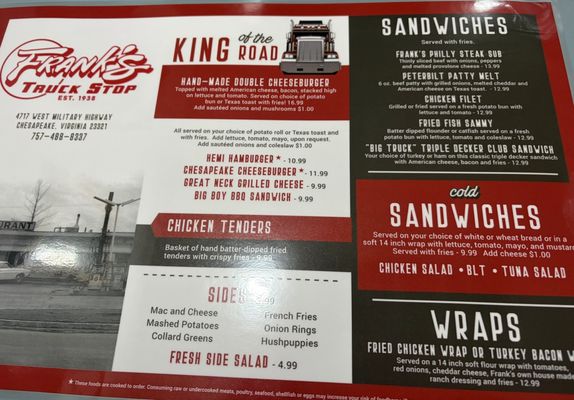 Menu photo 1 Frank's Trucking Center Chesapeake, VA