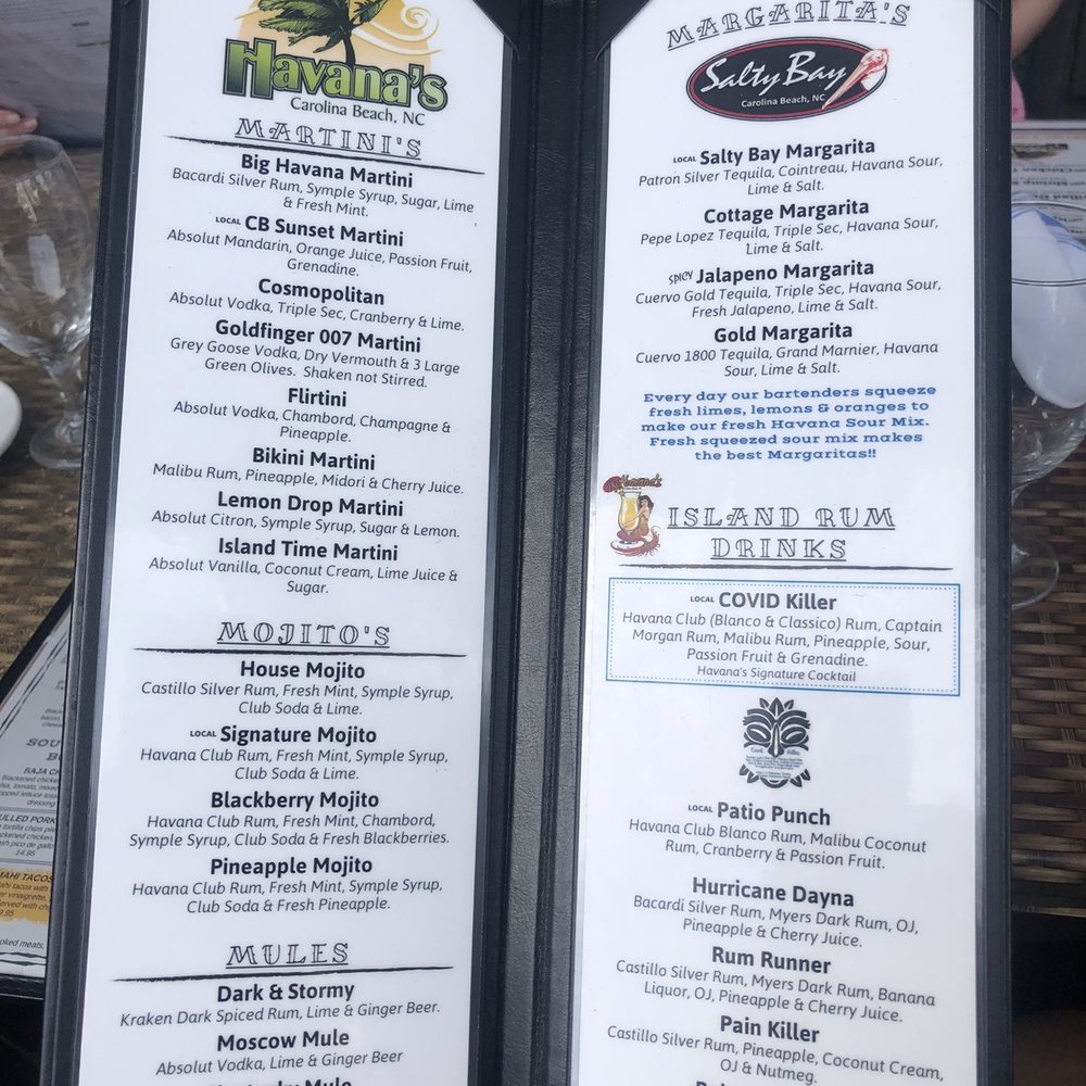 Havana's - Cocktail menu - Seafood Near Me - Carolina Beach, North Carolina Havana's - Cocktail menu - Seafood Near Me - Carolina Beach, North Carolina