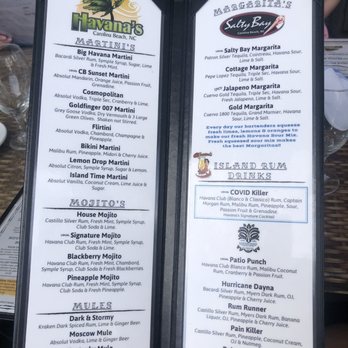 Havana's - Cocktail menu - Seafood Near Me - Carolina Beach, North Carolina