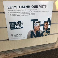 Great Clips - Thank You "Great Clips" for honoring Veterans Past and Present!! Your Patriotic establishment deserves a standing Ovation!