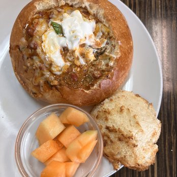 The Grateful Bread Bakery and Cafe - White Chili in a homemade bread bowel. - Bakeries Near Me - Helena, Montana The Grateful Bread Bakery and Cafe - White Chili in a homemade bread bowel. - Bakeries Near Me - Helena, Montana