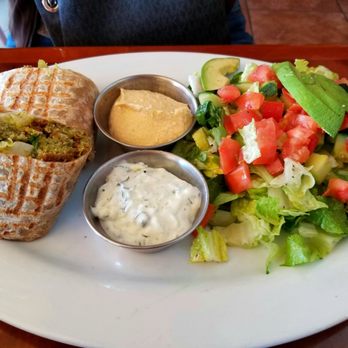 Panini Kabob Grill - Falafel Wrap with Romaine Avocado Salad - Mediterranean Near Me - Burbank, California Panini Kabob Grill - Falafel Wrap with Romaine Avocado Salad - Mediterranean Near Me - Burbank, California