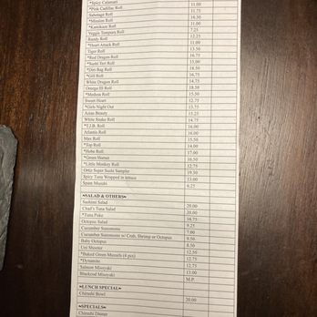 Sushi Teri - Sushi roll menu add $2 for everything had gone up like everything else - Japanese Near Me - Lompoc, California