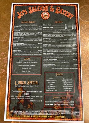 Menu photo 3 Jos Saloon Eatery Canby, OR Menu photo 3 Jos Saloon Eatery Canby, OR