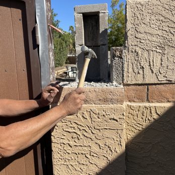 A & J Masonary - The Pilaster did not have rebar on the top courses, so we knocked it down to add a rebar - Masonry/Concrete Near Me A & J Masonary - The Pilaster did not have rebar on the top courses, so we knocked it down to add a rebar - Masonry/Concrete Near Me