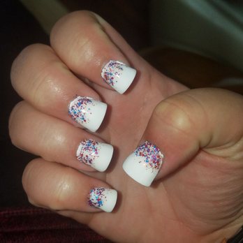 Elegant Nails & Spa - Pixie dust white and glitter shimmer gel nails on my acrylics. The white top coat does not yellow too! Thanks Lisa! - Nail Salons Near Me - La Habra, California Elegant Nails & Spa - Pixie dust white and glitter shimmer gel nails on my acrylics. The white top coat does not yellow too! Thanks Lisa! - Nail Salons Near Me - La Habra, California