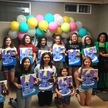 LiaNardo Mobile Paint and Sip - All the kiddos with Lia after their masterpieces were complete!! - Paint & Sip Near Me LiaNardo Mobile Paint and Sip - All the kiddos with Lia after their masterpieces were complete!! - Paint & Sip Near Me