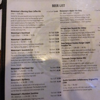 Waterman's Brewing - Beer menu. - Brewpubs Near Me - Wilmington, North Carolina