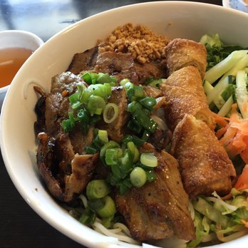Pho You - Vermicelli bowl with grilled pork and egg rolls - Asian Fusion Near Me - Kyle, Texas