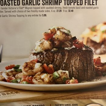 Outback Steakhouse - Menu photo - Garlic Shrimp Topped Filet - Steakhouses Near Me - Mentor, Ohio Outback Steakhouse - Menu photo - Garlic Shrimp Topped Filet - Steakhouses Near Me - Mentor, Ohio