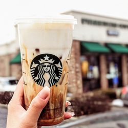 Starbucks - Iced caramel cloud macchiato with almond milk