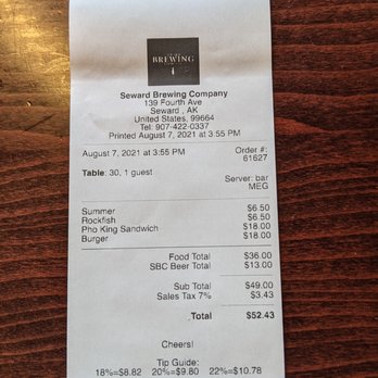 Seward Brewing - IMO... reasonably priced considering the good portions and the tasty brews - Pubs Near Me - Seward, Alaska