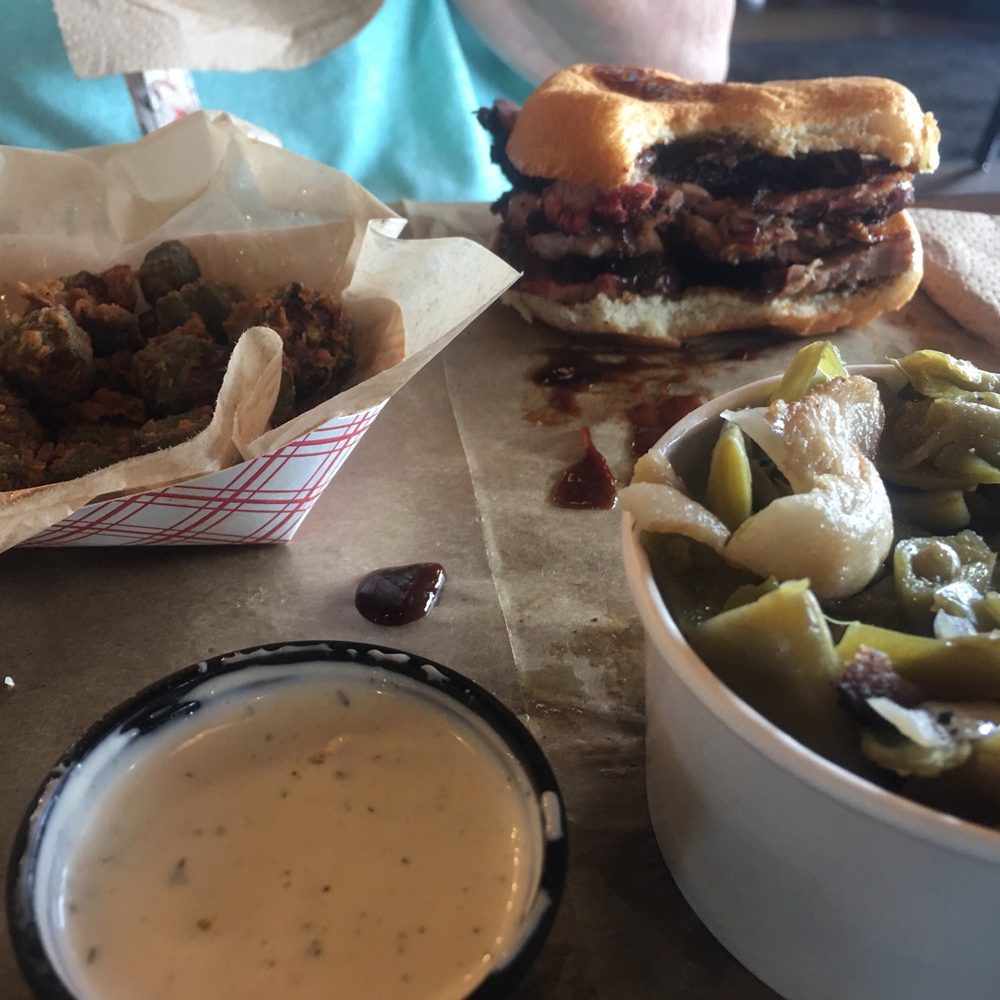 City Barbeque - Bruner sandwich, okra and green beans. - Barbeque Near Me - High Point, North Carolina