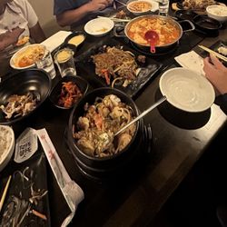 Seoul Pocha - Korean Whole S1. Korean Fried Chicken / 후라이드치킨, C4. Spicy Tofu Soup, 10. Eel Rice Bowl, A8. Beef Japchae / 소고기 잡채, F1. Beef Bulgogi / 소불고기