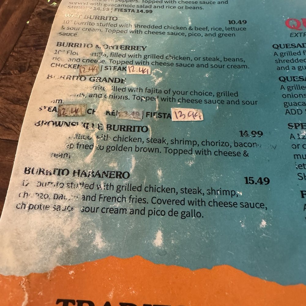 Habaneros - All our menus were like this. So worn out they can't even be read. - Mexican Near Me - Coldwater, Mississippi