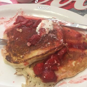 Troy's Diner - Create Your Own Pancakes start off with 3 fluffy buttermilk pancakes but I ate one piece prior to taking a picture. - Diners Near Me - Milton, Ontario