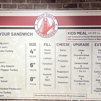 West Coast Sourdough - Folsom - Menu board - Sandwiches Near Me - Folsom, California West Coast Sourdough - Folsom - Menu board - Sandwiches Near Me - Folsom, California