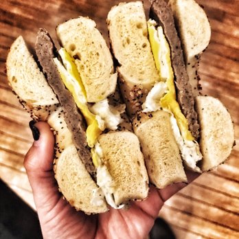Newtown Bagel - Everything bagel with turkey sausage & fried egg - Bagels Near Me - Newtown, Pennsylvania Newtown Bagel - Everything bagel with turkey sausage & fried egg - Bagels Near Me - Newtown, Pennsylvania