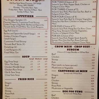 Golden Dragon Restaurant - Menu - New American Near Me - Fremont, Ohio Golden Dragon Restaurant - Menu - New American Near Me - Fremont, Ohio