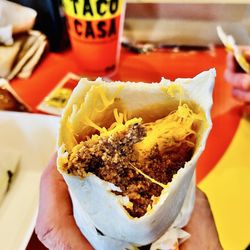 Taco Casa - Taco Casa Meat Burrito (bur-ree-toe) Should have been a cowboy...  Sir Hubbers fave :)...